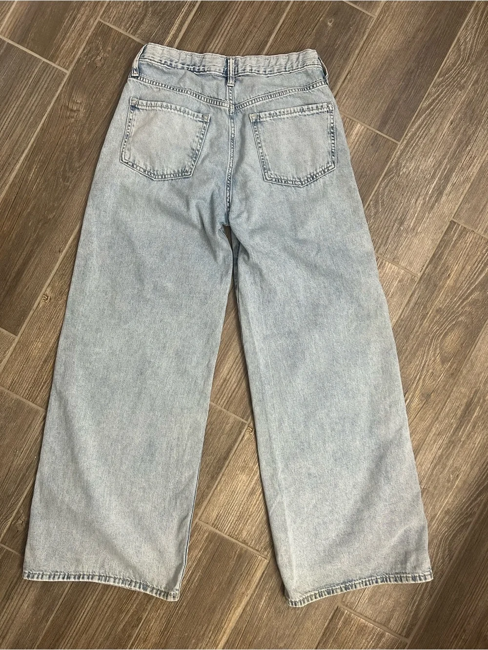 Old Navy Girls Wide Leg Baggy Jeans Light Wash Denim Size 16